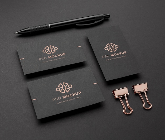 Stationery dark and copper mockup