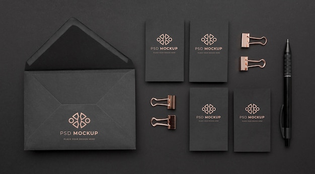 Stationery dark and copper mockup