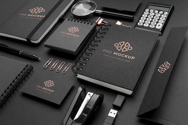 Stationery dark and copper mockup