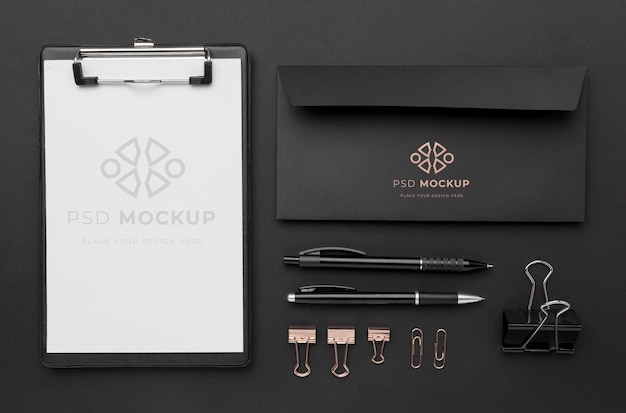 Stationery dark and copper mockup