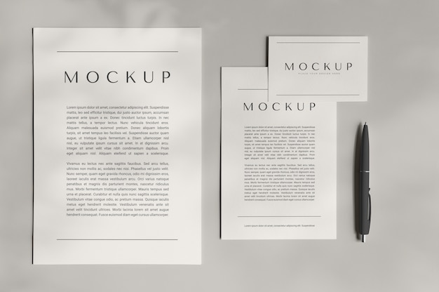 Stationery kit mockup with shadow overlay