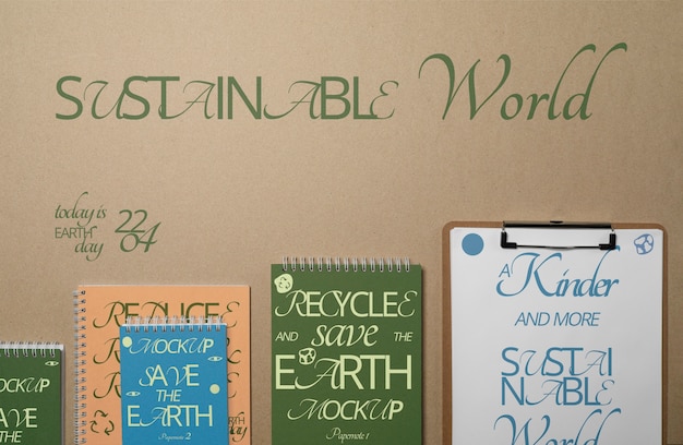 PSD stationery mock-up design for earth day celebration