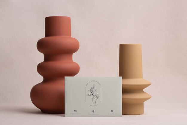 PSD stationery mock-up design with hollow vase