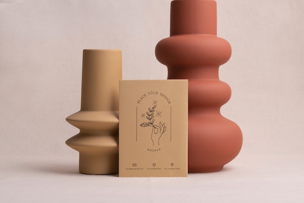 Stationery mock-up design with hollow vase