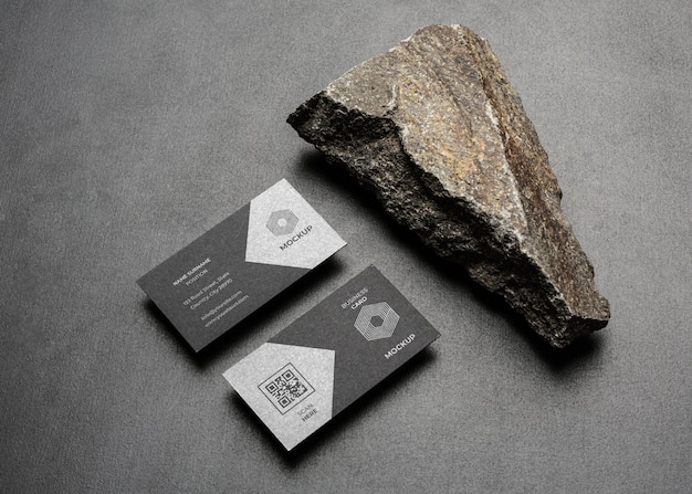 Stationery mock-up with dark rugged rock