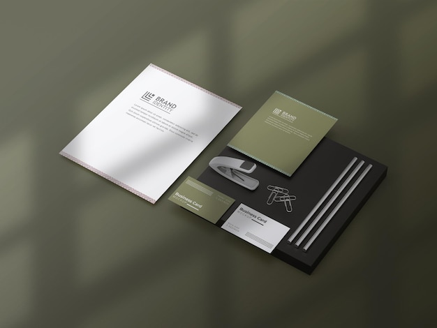 Stationery mockup set with Window Shadow