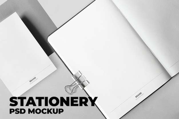 Stationery and notebook mockup psd