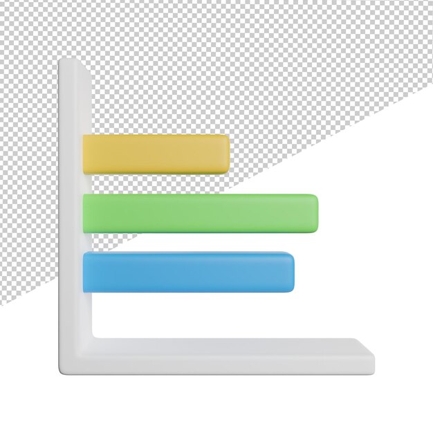 Statistic Graph Chart front view 3d rendering illustration on transparent background