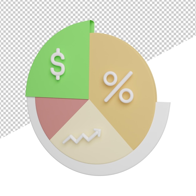 Statistic Percentage Business side view 3d rendering icon illustration on trasnparent background