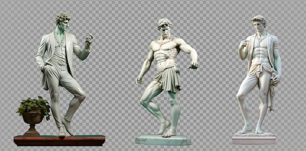 statue of an ancient roman man of athletic build isolated on transparent background generative ai