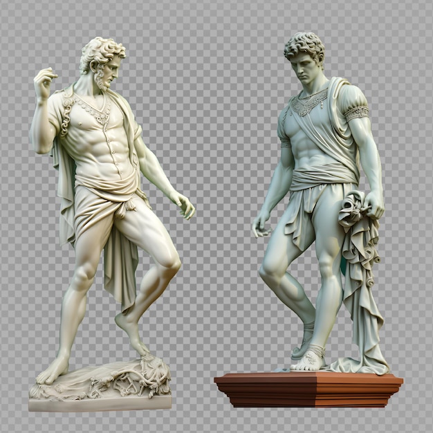 statue of an ancient roman man of athletic build isolated on transparent background generative ai