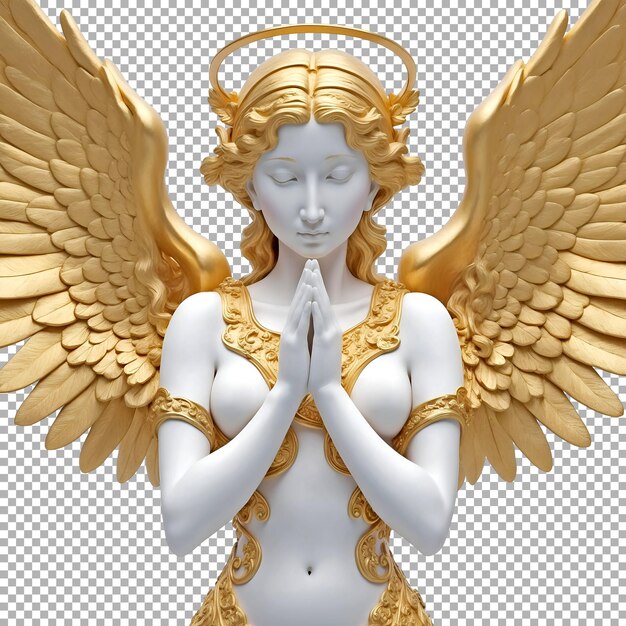 PSD a statue of an angel with a gold wings