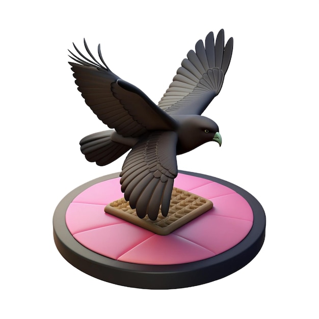 PSD a statue of a bird with a pink and black base