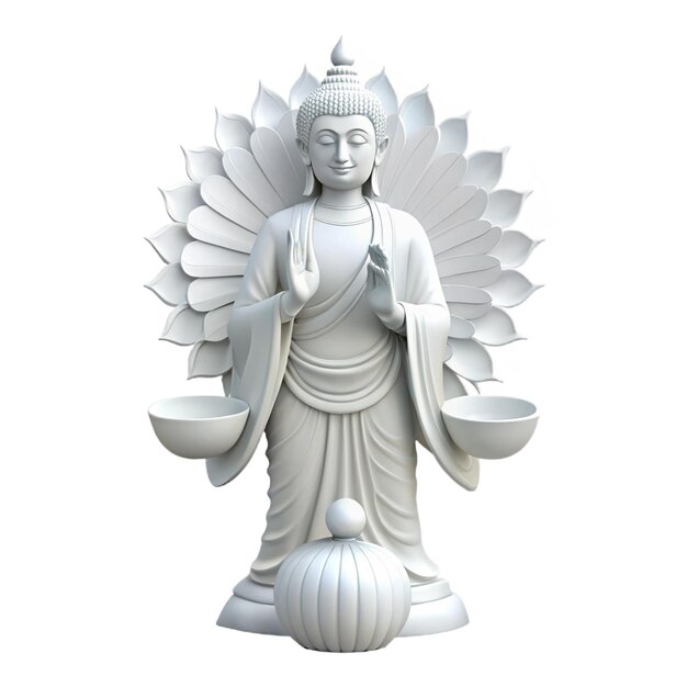 a statue of a buddha with a bowl on top of it