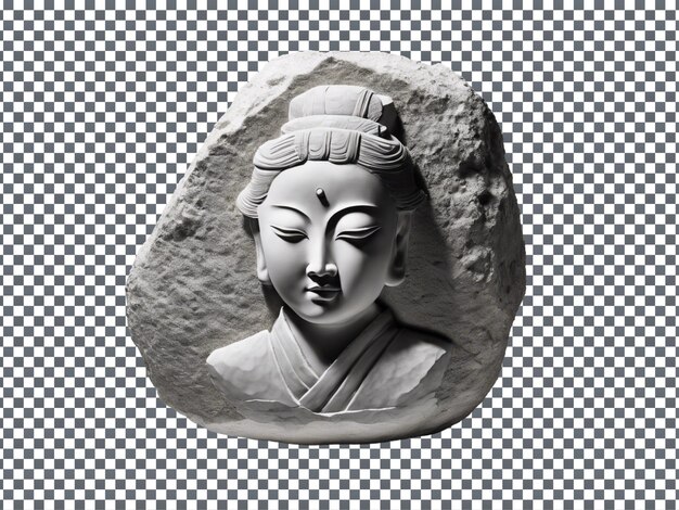 a statue of a buddha with the head on a white background