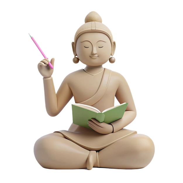 a statue of buddha with a pencil in the hands