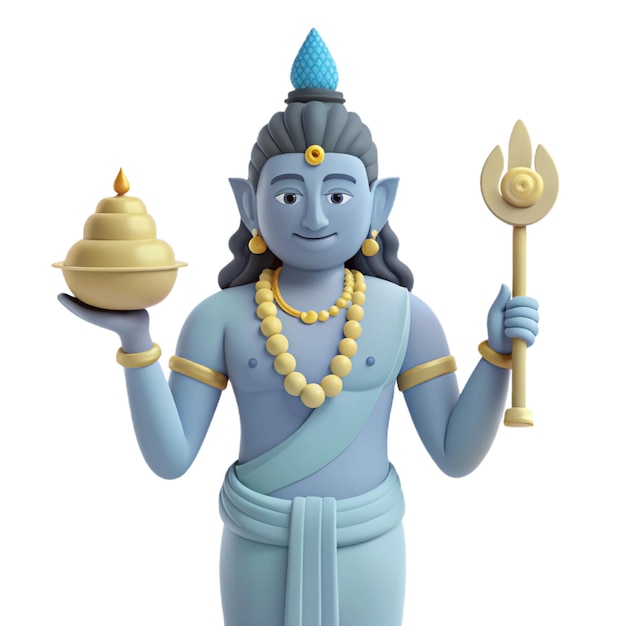 a statue of deity with a gold item in front of him