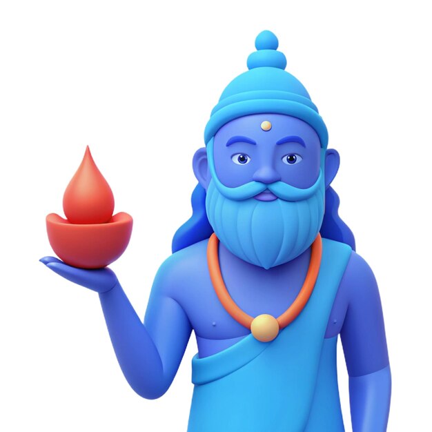 a statue of deity with a red candle in his hand