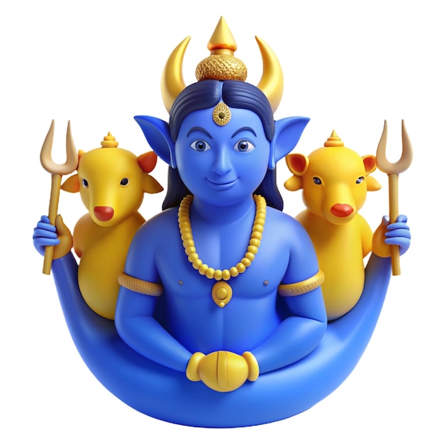 a statue of deity with two other animals in front of him