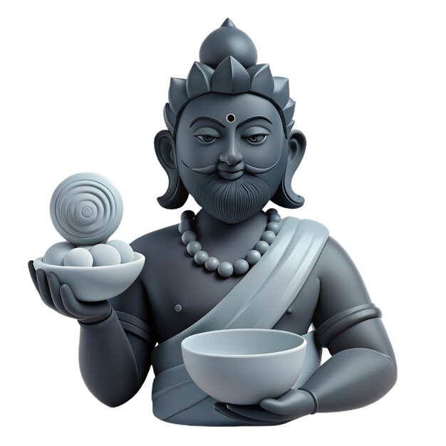 a statue of a god holding a bowl of eggs