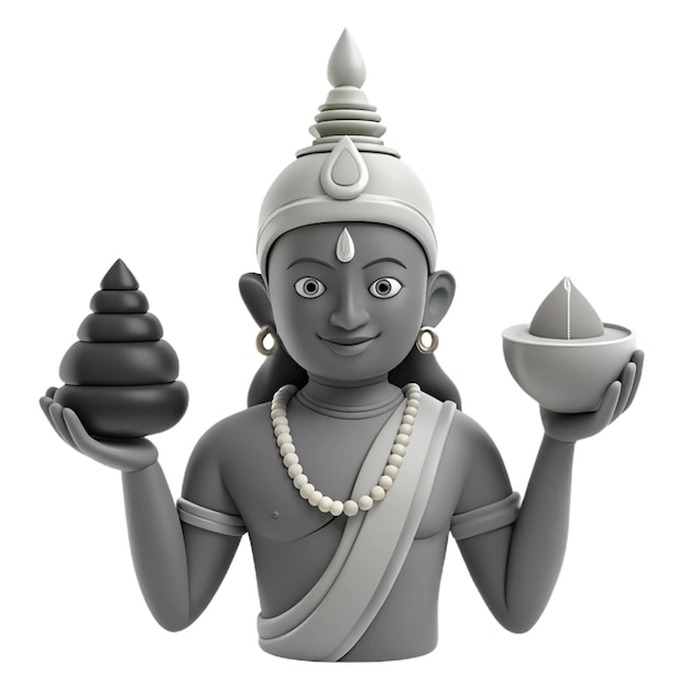 a statue of a god holding a bowl with a bowl of water