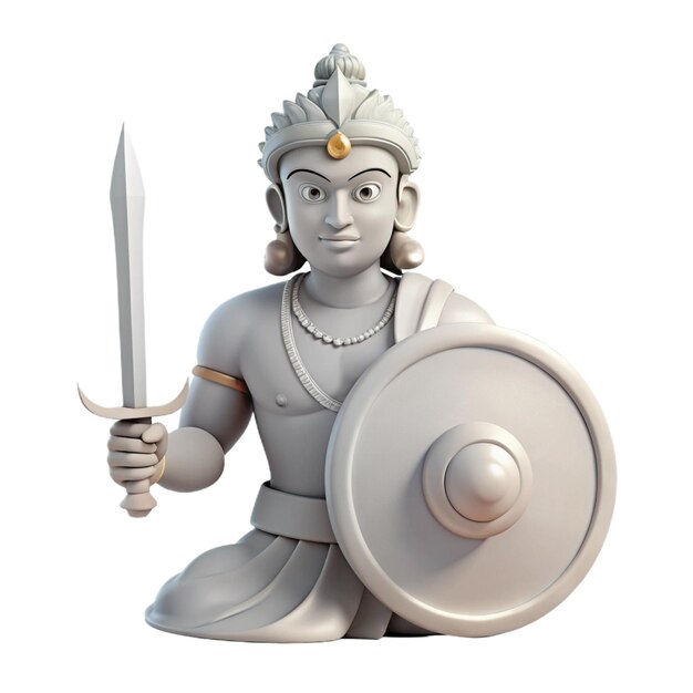 a statue of a god holding a shield with a shield on it