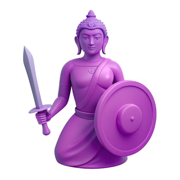 a statue of a god holding a sword and a shield