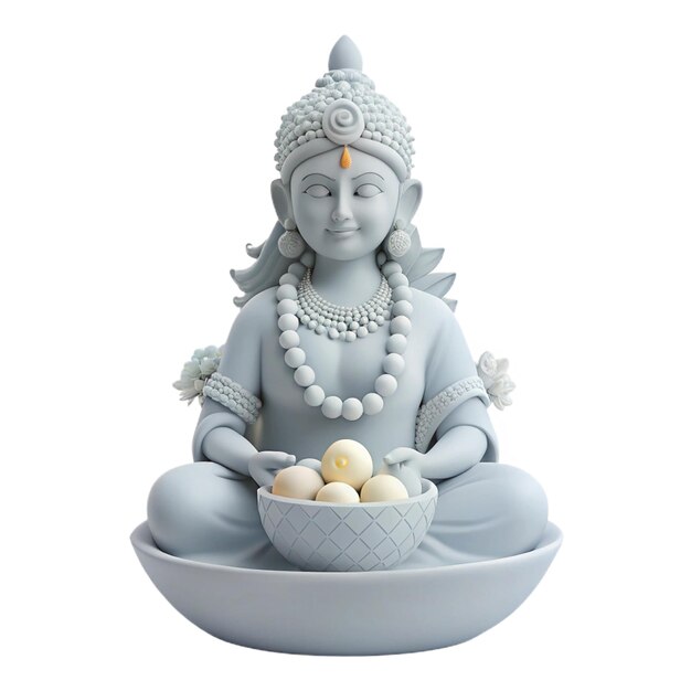 PSD a statue of a god sitting in a bowl of eggs