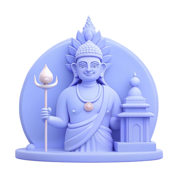 a statue of a god with a blue background