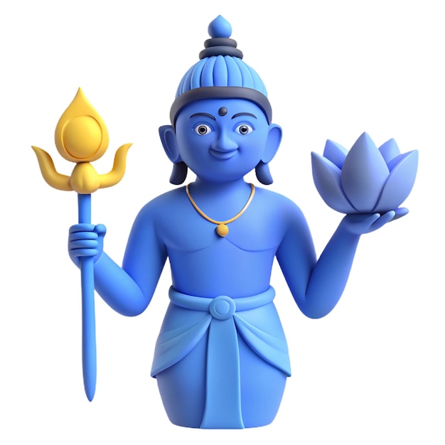 a statue of a god with a blue body and a gold ring around his neck