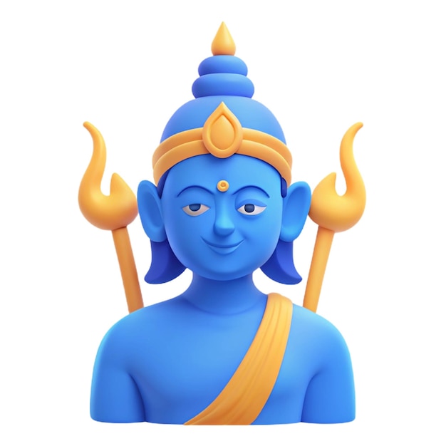 a statue of a god with a blue head