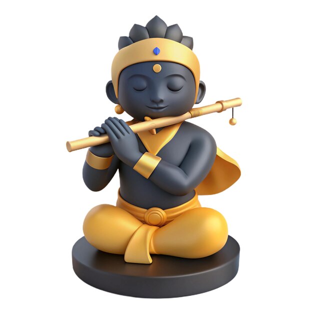 a statue of a god with a flute in his hand