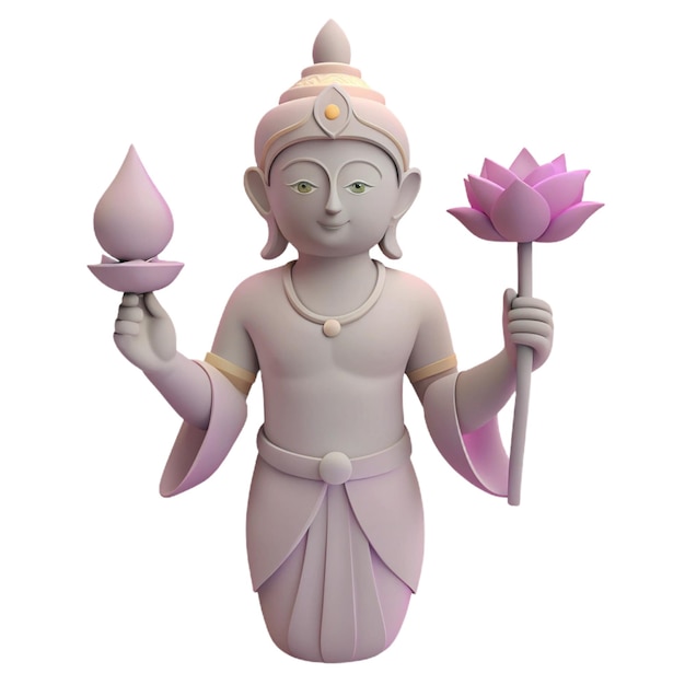 a statue of a god with a lotus flower in his hand