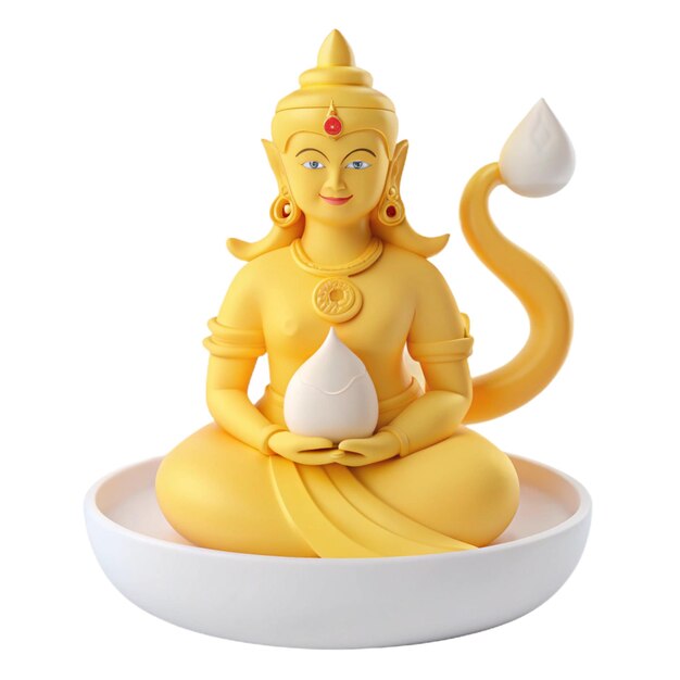 a statue of a god with a yellow tail