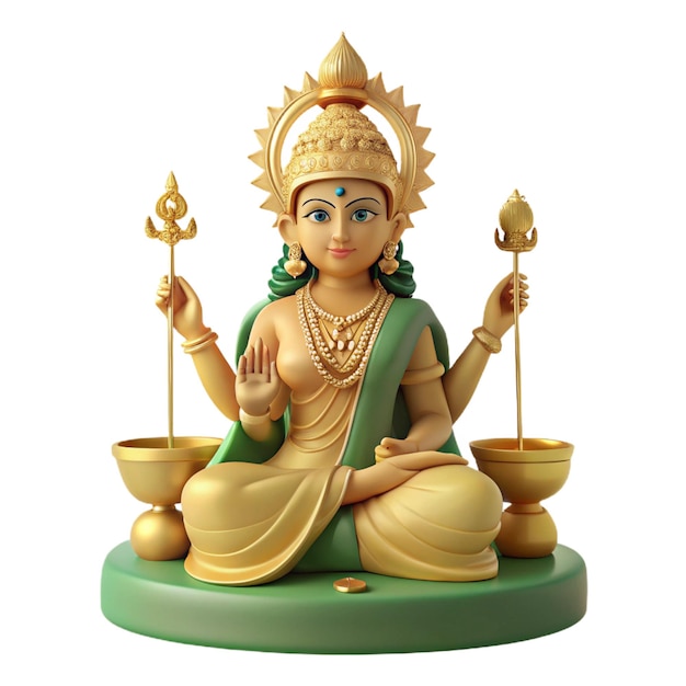 a statue of an idol with a gold statue of deity