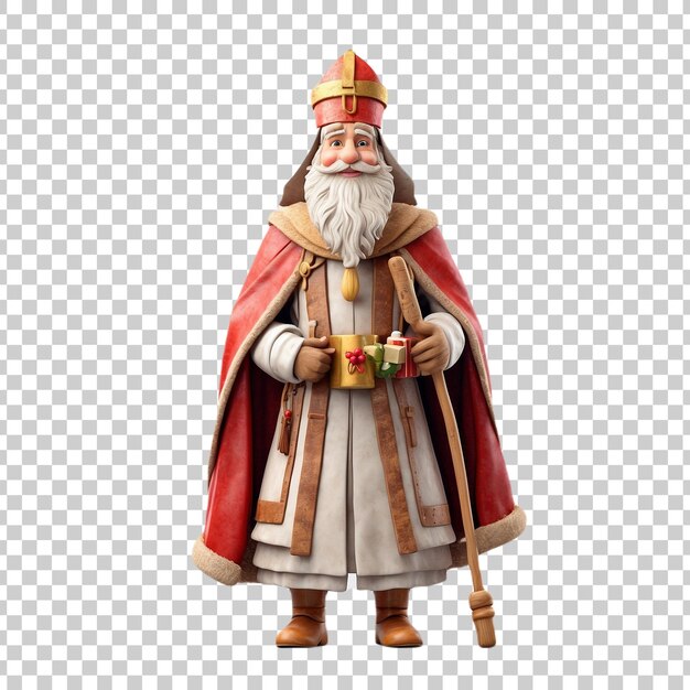 PSD a statue of a king of the cross with a red crown isolated on transparent background