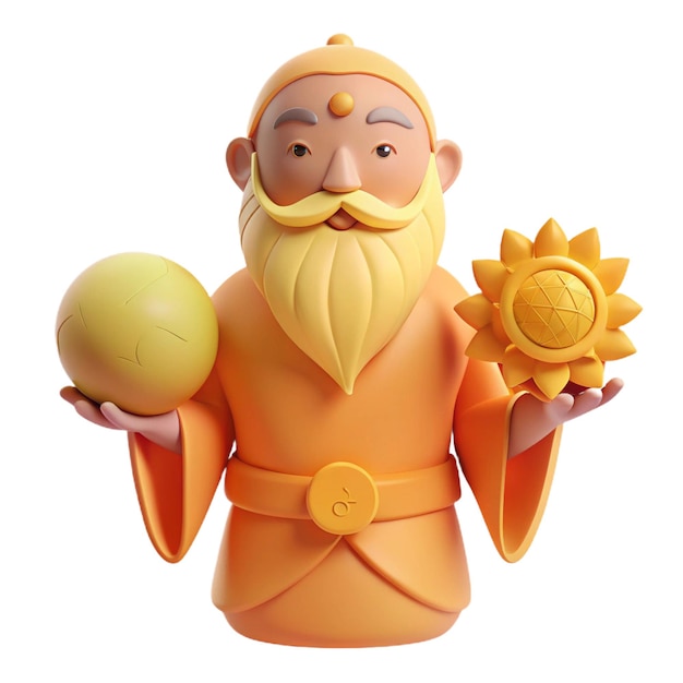 a statue of a man holding a ball and a sunburst