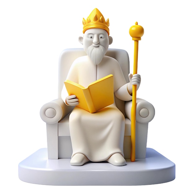 a statue of a man reading a book called a king