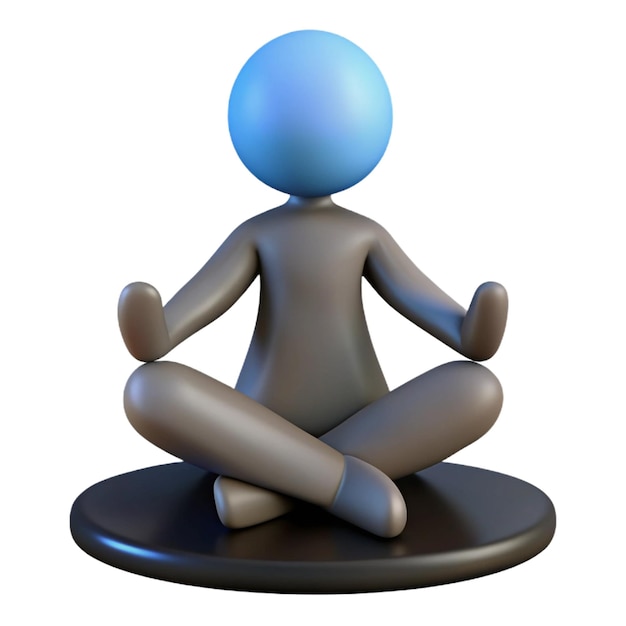 a statue of a man sitting on a round stool with a blue ball on his back