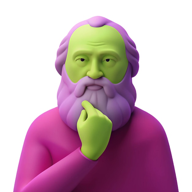 PSD a statue of a man with a purple beard