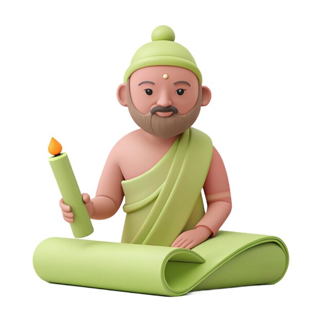 a statue of a monk with a green book titled quot god quot