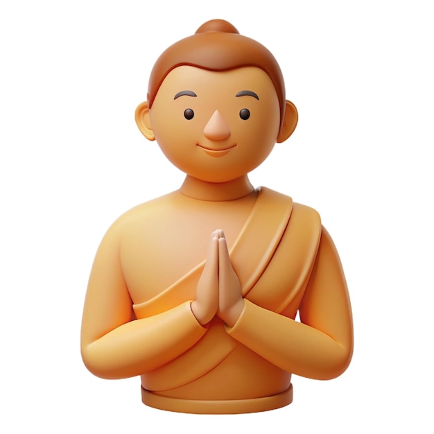 a statue of a monk with a yellow shirt on