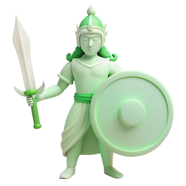 a statue of a warrior with a shield and shield