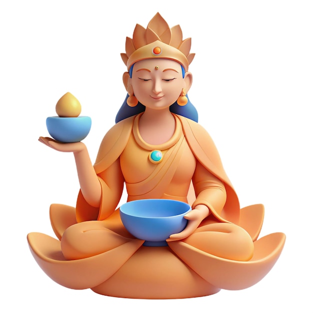 a statue of a woman sitting with a bowl of eggs