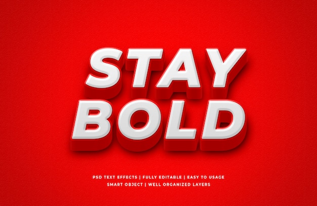 Stay bold 3d text style effect 