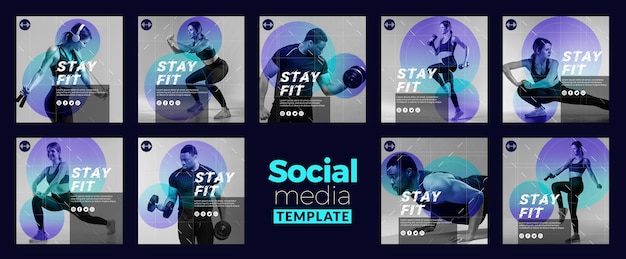 Stay fit concept social media template