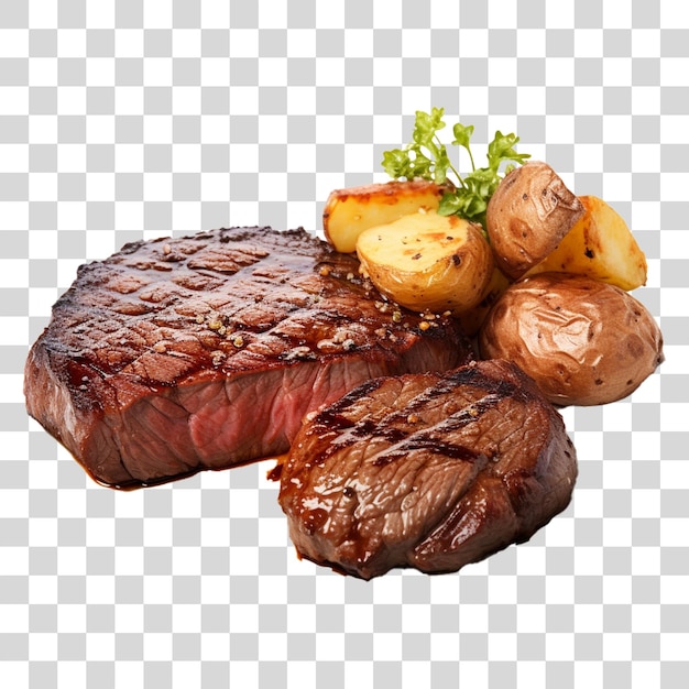 Steak and baked potato amercian food isolated on white