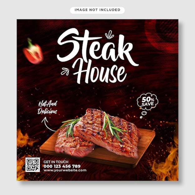 Steak barbecue flyer and instagram post template