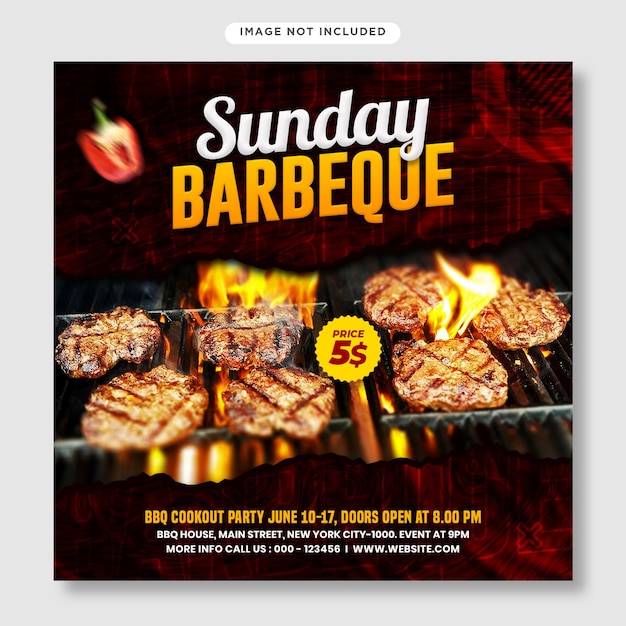 Steak barbecue flyer and instagram post template