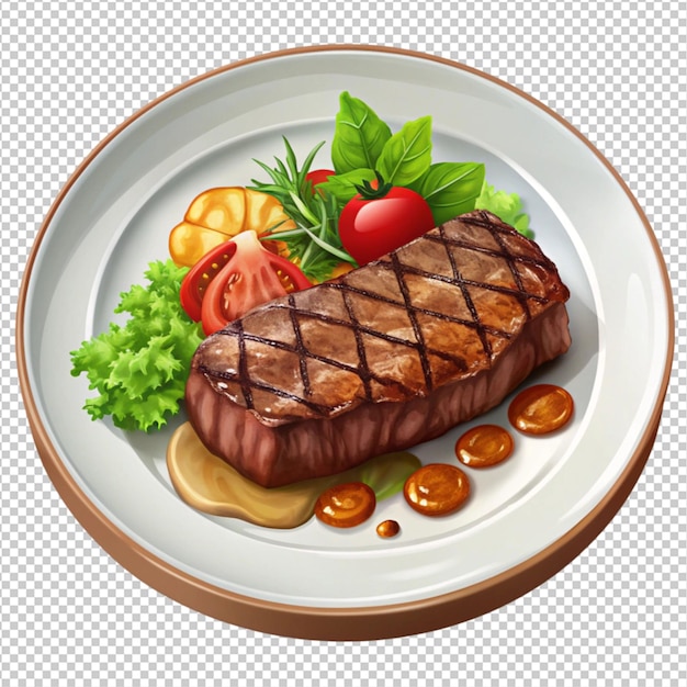 PSD a steak dinner plate on white background